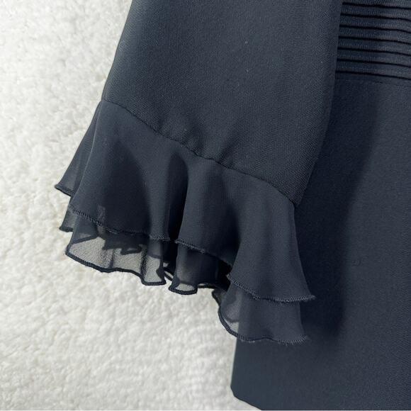 Jessica Howard Black‎ Blazer with Chiffon Ruffle Trim - Picture 4 of 13